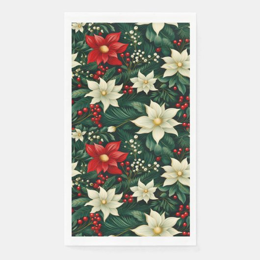 Serviette En Papier Floral Motif de Noël (Devant)