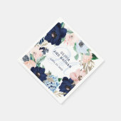 Serviette En Papier Floral nautique | Mariage monogramme (Coin)