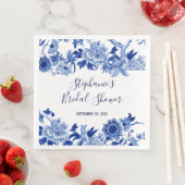 Serviette En Papier Floral Navy Bleu Blanc Chinoiserie Fête des mariée (En situation)