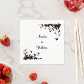 Serviette En Papier Floral noir (En situation)