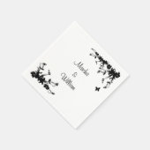 Serviette En Papier Floral noir (Coin)