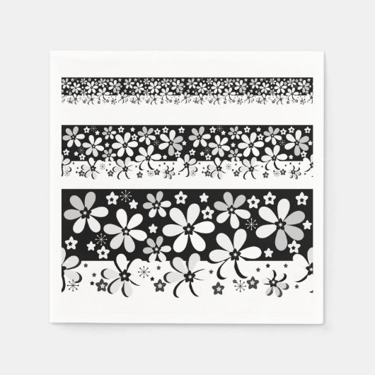 Serviette En Papier Floral noir et blanc (Devant)