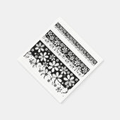 Serviette En Papier Floral noir et blanc (Coin)