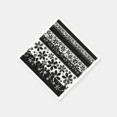 Serviette En Papier Floral noir et blanc (Coin)