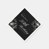 Serviette En Papier Floral noir et blanc 50e anniversaire (Coin)