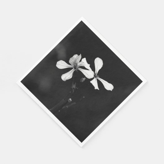 Serviette En Papier floral noir et blanc minimal (Coin)