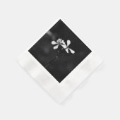 Serviette En Papier floral noir et blanc minimal (Coin)