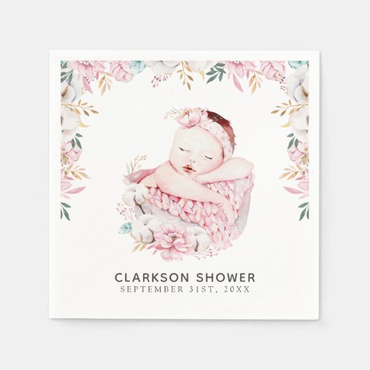 Serviette En Papier Floral nouveau-né (Devant)