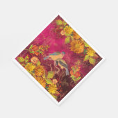 Serviette En Papier Floral & Oiseaux Orange, Rouge, Canneberge Jaune (Coin)