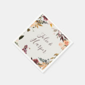 Serviette En Papier Floral Orange Bourgogne | Serviettes Mariages beig (Coin)