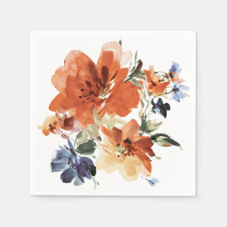 Serviette En Papier Floral orange et bleu
