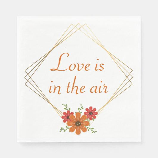 Serviette En Papier Floral Orange Mariage campagnard Amour Automne Nup (Devant)