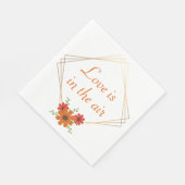 Serviette En Papier Floral Orange Mariage campagnard Amour Automne Nup (Coin)