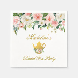 Serviette En Papier Floral Pink Gold Fête des mariées Tea Party