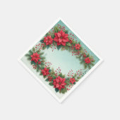 Serviette En Papier Floral Poinsettia Frosty Pine Border Découpage (Coin)