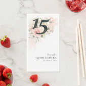 Serviette En Papier Floral Quinceanera Rose 15ème anniversaire (En situation)