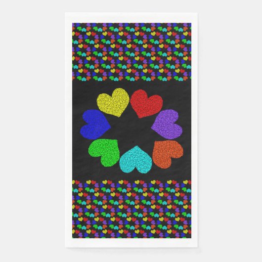 Serviette En Papier Floral Rainbow Love Hearts (Devant)