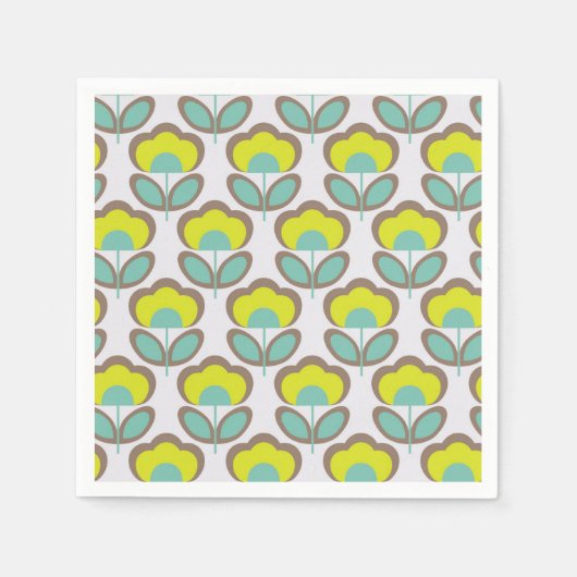 Serviette En Papier Floral Retro 70's Wallpaper Motif (Devant)
