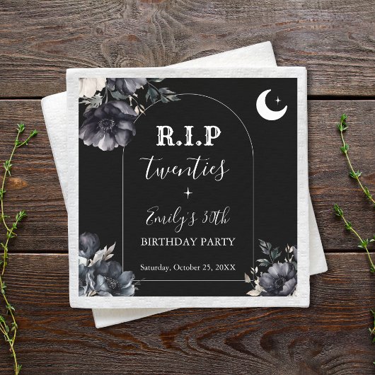 Serviette En Papier Floral RIP Twenties 30th Birthday Paper Napkin