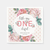 Serviette En Papier Floral rose 1er anniversaire (Devant)