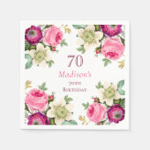 Serviette En Papier Floral rose 70e anniversaire (Devant)