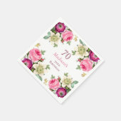 Serviette En Papier Floral rose 70e anniversaire (Coin)