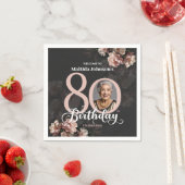 Serviette En Papier Floral rose 80e anniversaire (En situation)