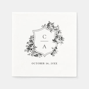 Serviette En Papier Floral Rose Botanique Mariage Crest