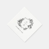 Serviette En Papier Floral Rose Botanique Mariage Crest (Coin)