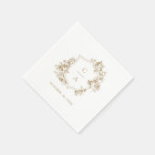 Serviette En Papier Floral Rose Botanique Mariage Crest Napkin (Coin)