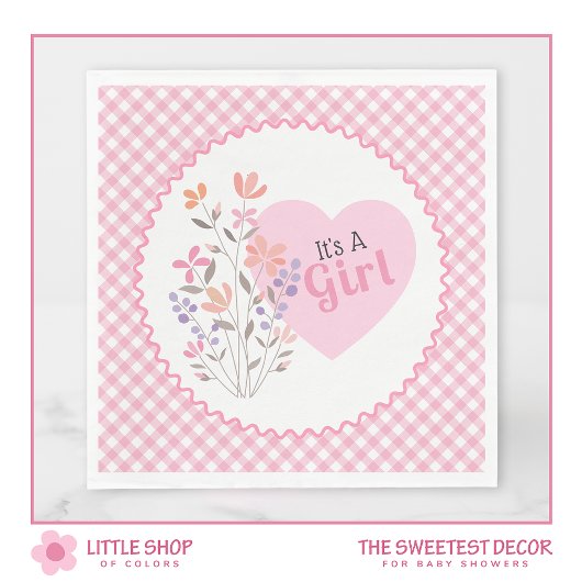 Serviette En Papier Floral rose C’est un Baby shower féminin