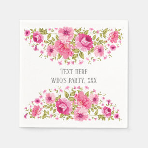 Serviette En Papier floral rose, doux, floral romantique,