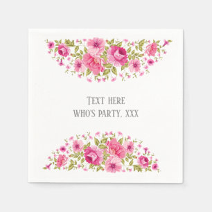 Serviette En Papier floral rose, doux, floral romantique,
