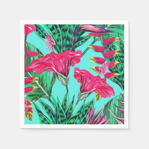 Serviette En Papier Floral rose et Turquoise
