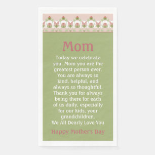 Serviette En Papier Floral Rose Et Vert Clair