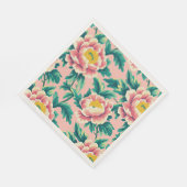 Serviette en papier floral rose gras chinoiserie (Coin)