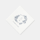 Serviette En Papier Floral Rose Mariage Crest Dusty Blue (Coin)