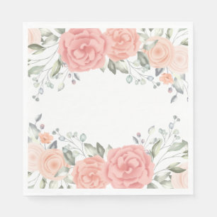 Serviette En Papier Floral Rose Rose Flower Mariage Aquarelle Vintage