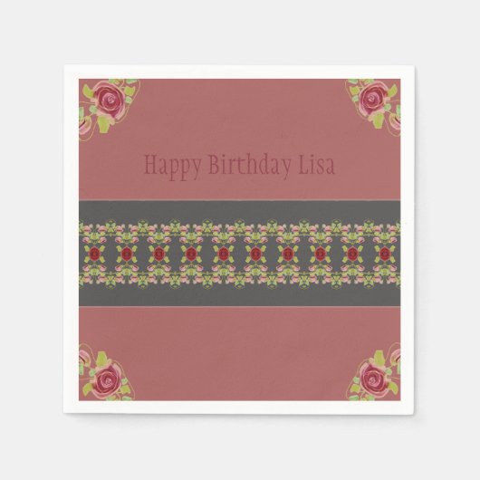 Serviette En Papier Floral rose rose rose rose (Devant)