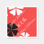 Serviette En Papier Floral rouge, nom, 100e anniversaire de fête papie (Devant)