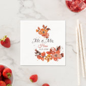 Serviette En Papier Floral rouge orange (En situation)