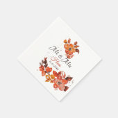 Serviette En Papier Floral rouge orange (Coin)