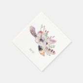 Serviette En Papier Floral Rustique & Plumes Boho Chic Custom Party (Coin)