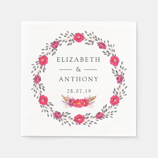 Serviette En Papier Floral Safari Mariage (Devant)