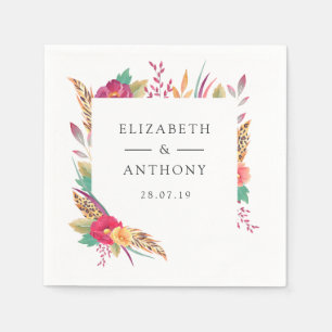Serviette En Papier Floral Safari Mariage