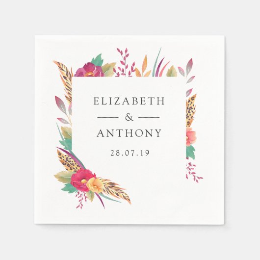 Serviette En Papier Floral Safari Mariage (Devant)