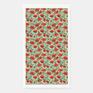 Serviette En Papier Floral sans joint avec des pavots rouges et des ma