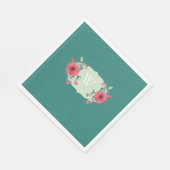 Serviette en papier floral sarcelle avec monogramm (Coin)