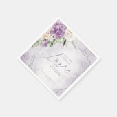 Serviette En Papier Floral Sparkles Mariage Mauve ID889 (Coin)