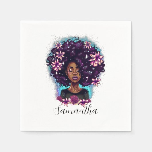 Serviette En Papier Floral Sparkling Afro Femme (Devant)